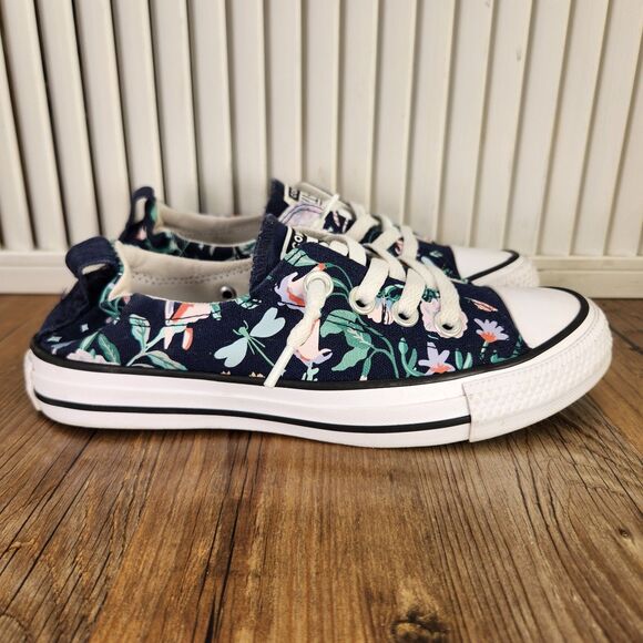 Converse Shoreline Mythical Slip On Shoes Womens Sz 6 Blue Floral Canvas A07682F - Picture 1 of 9